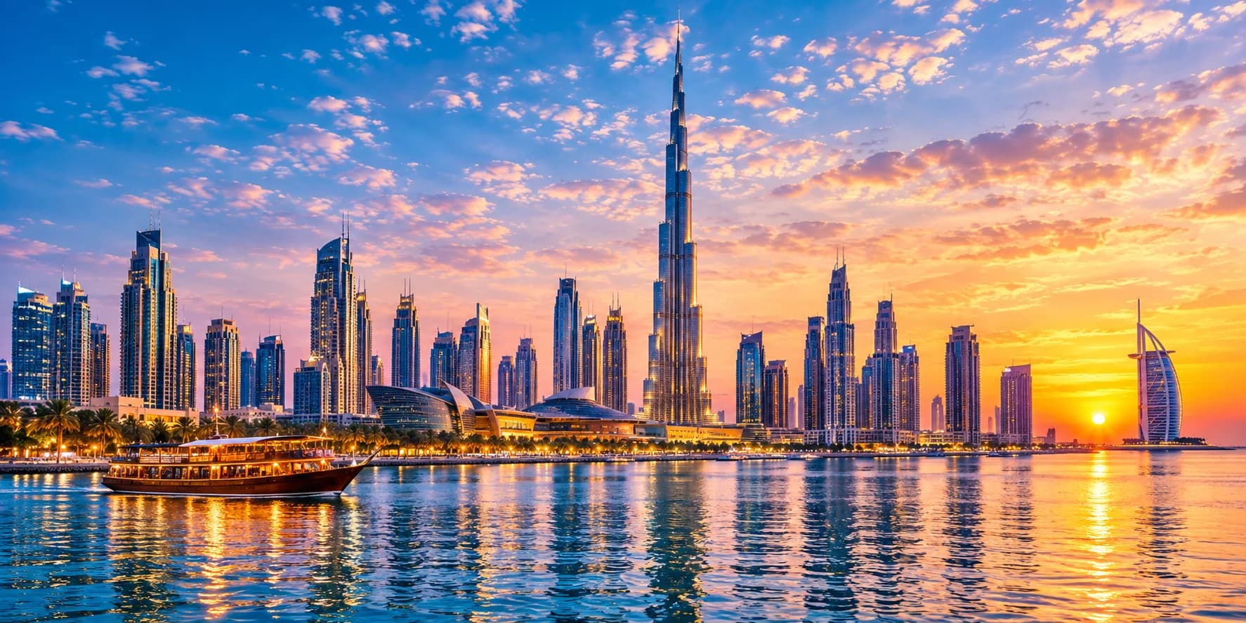 Dubai skyline with the Burj Khalifa